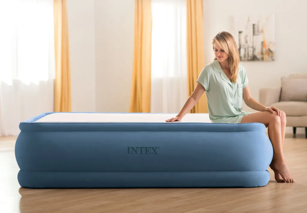 Hot Dura-Beam® Deluxe Thermalux Air Mattress 20" Queen w/ Built-In Electric Pump - Blue Dura-Beam Deluxe Series