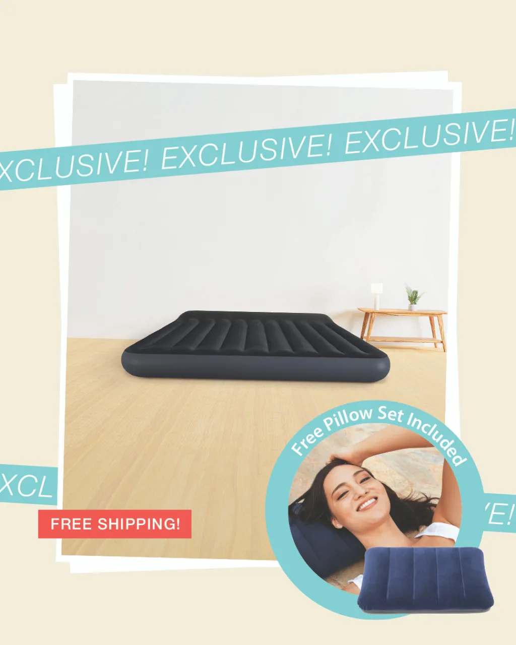 New Dura-Beam® Standard Pillow Rest Air Mattress 10" King Bundle with 2 Free Pillows Dura-Beam Standard Series