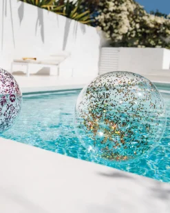 Outlet Glitter Inflatable Beach Balls - Assortment Novelties & Games