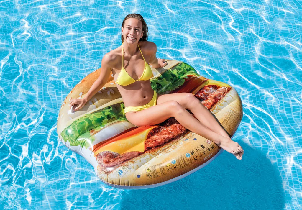 New Juicy Hamburger Inflatable Pool Island Floatie Novelties & Games