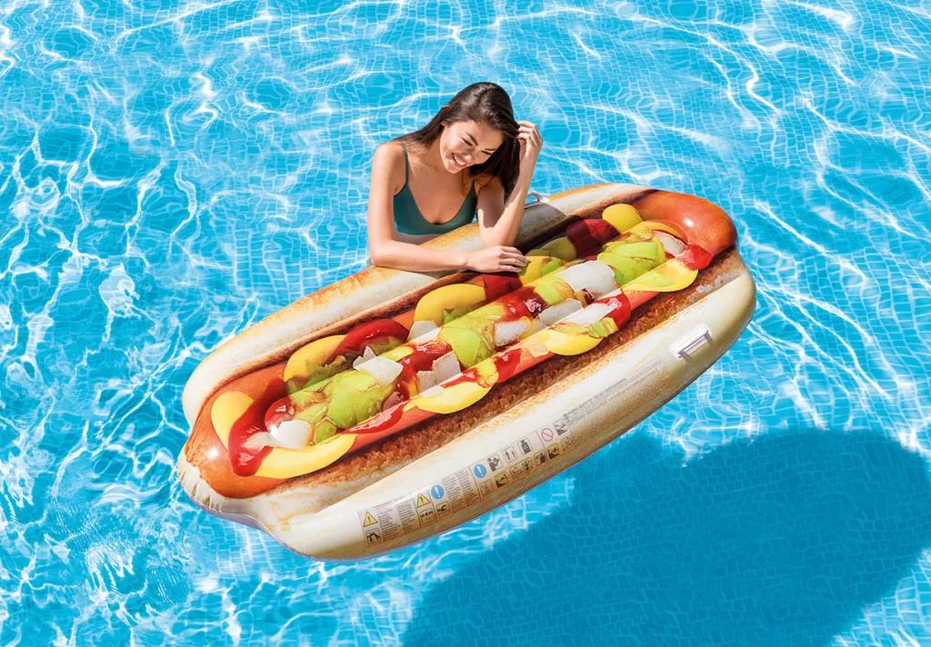 Sale Jumbo Hot Dog Inflatable Floating Mat Novelties & Games