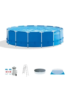 Hot Metal Frame 15' x 48" Above Ground Pool w/ Filter Pump Metal Frame
