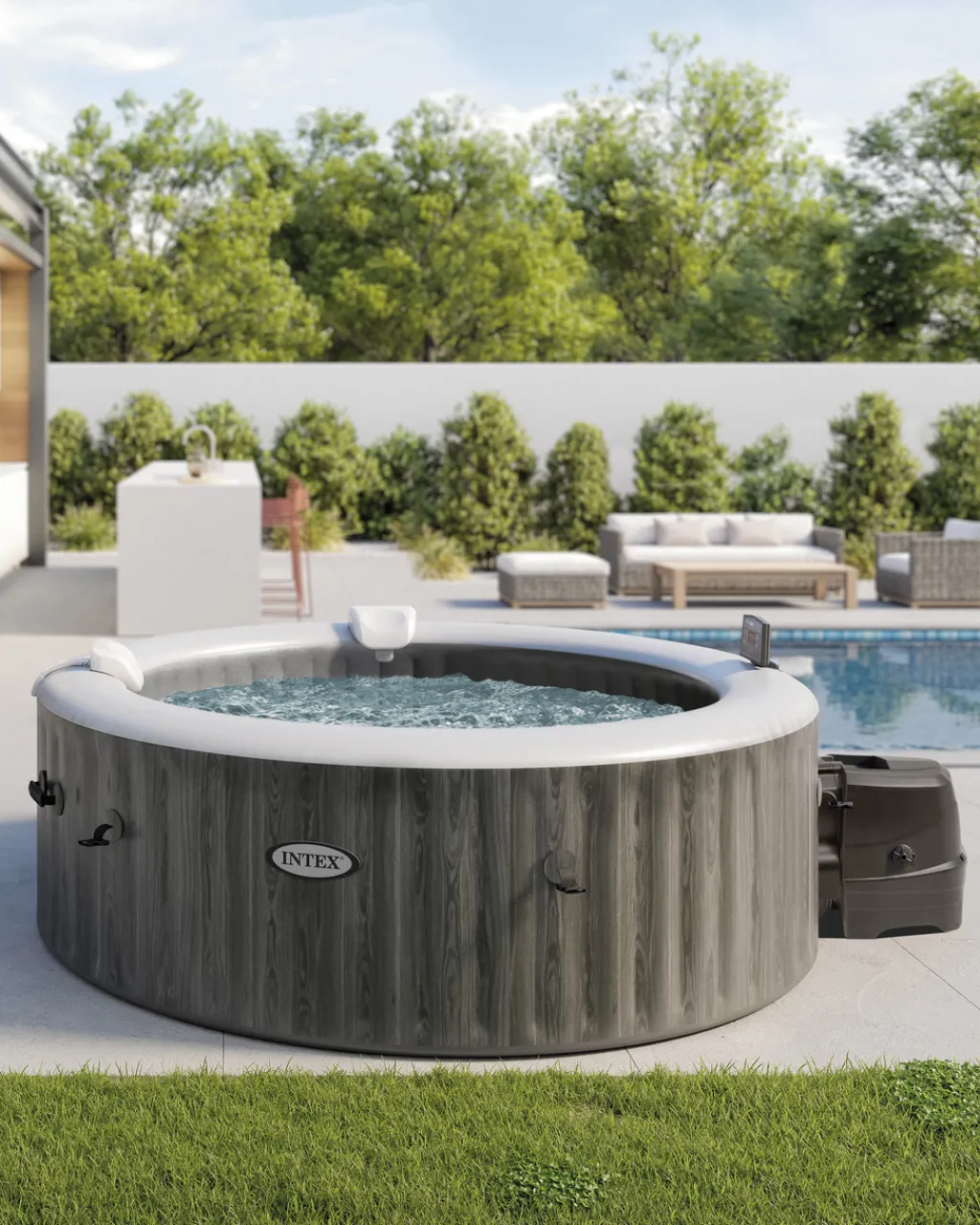 Outlet 6-Person Greywood Deluxe Round Bubble Spa Set Purespa