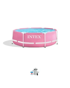 Discount Pink Metal Frame Above Ground Pool Set - 8' x 30" Metal Frame