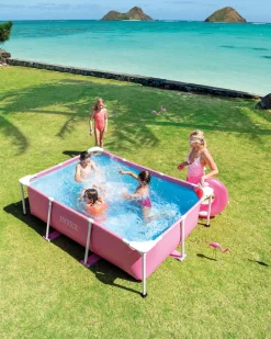 Best Pink Rectangular Frame Above Ground Pool - 2.2M x 1.5M x 0.6M Metal Frame