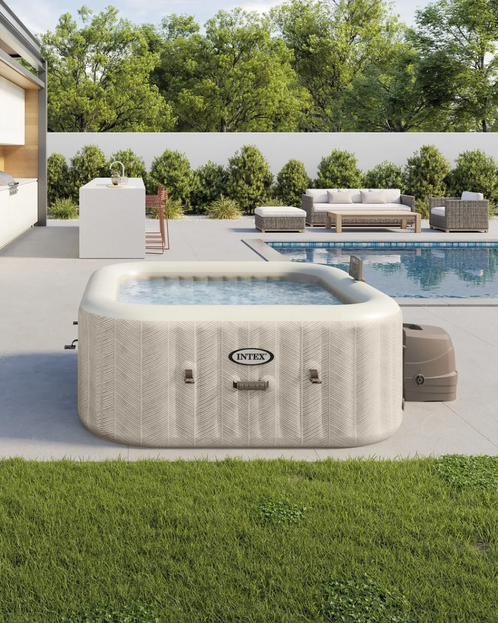 Clearance PureSpa™ Chevron Deluxe Inflatable Hot Tub Set - 4 Person Purespa