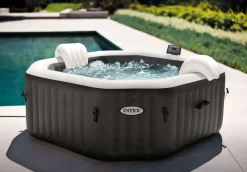 New PureSpa™ Jet and Bubble Deluxe Inflatable Hot Tub Set - 4 Person Purespa