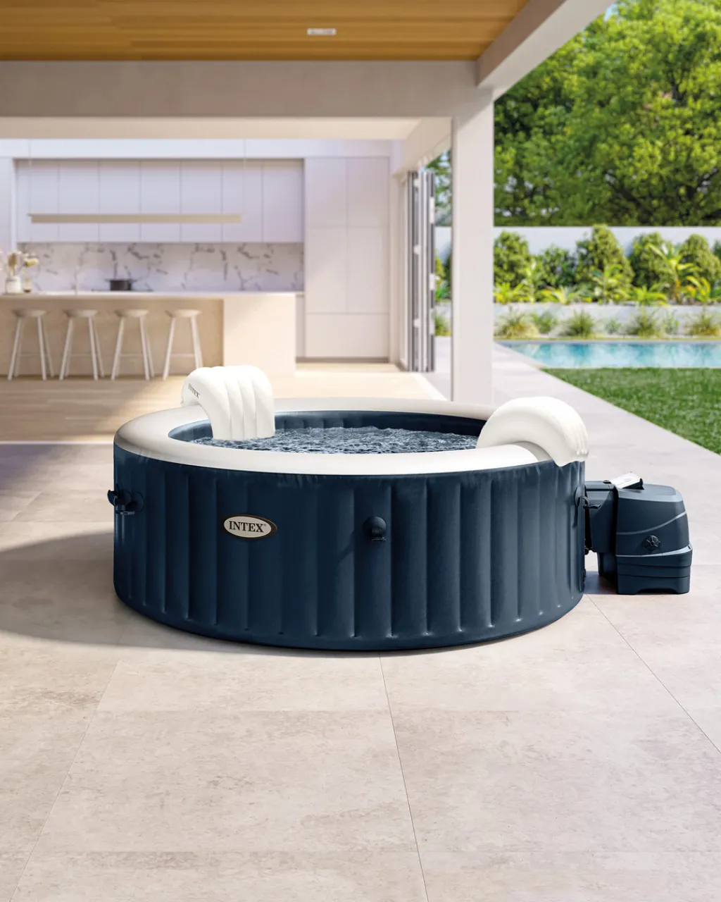 PureSpa™ Plus Bubble Inflatable Hot Tub Set - 4 Person Purespa