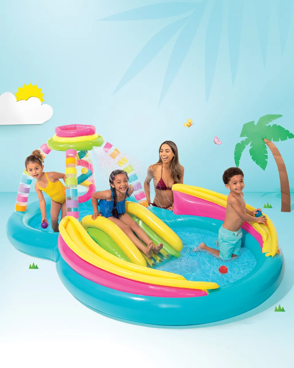 Online Rainbow Funnel Inflatable Play Center w/ Slide Play Centers