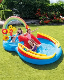 Clearance Rainbow Ring Inflatable Play Center w/ Slide Play Centers