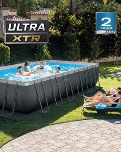 Clearance Rectangular Ultra XTR® Frame Above Ground Pool w/ Sand Filter Pump - 24' x 12' x 52" Ultra Xtr Frame