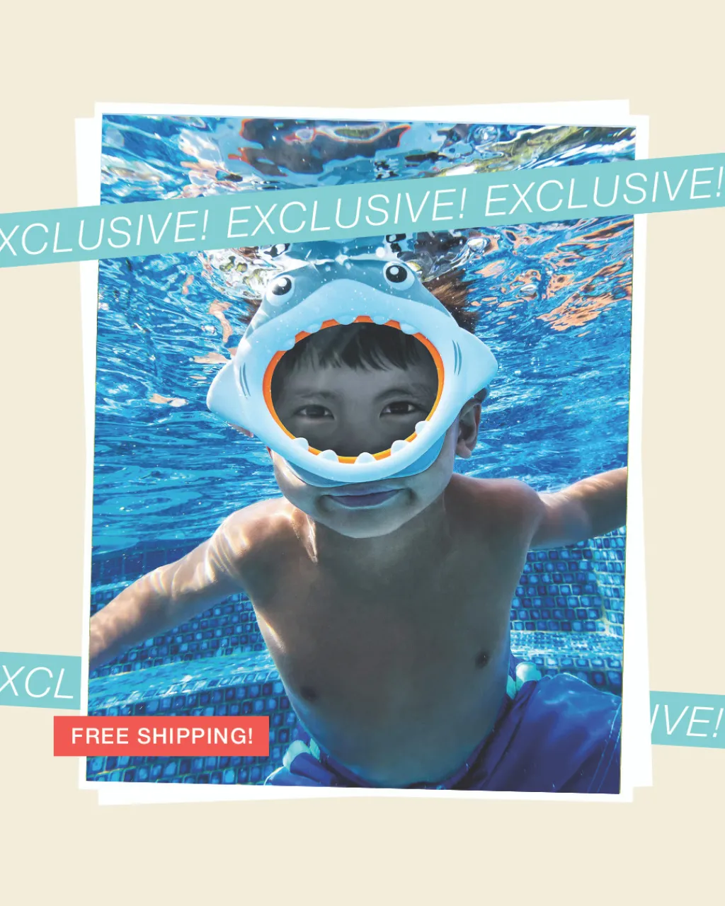 Discount Shark Kids Swim Mask w/ Snorkel Aquaflow Swim Gear