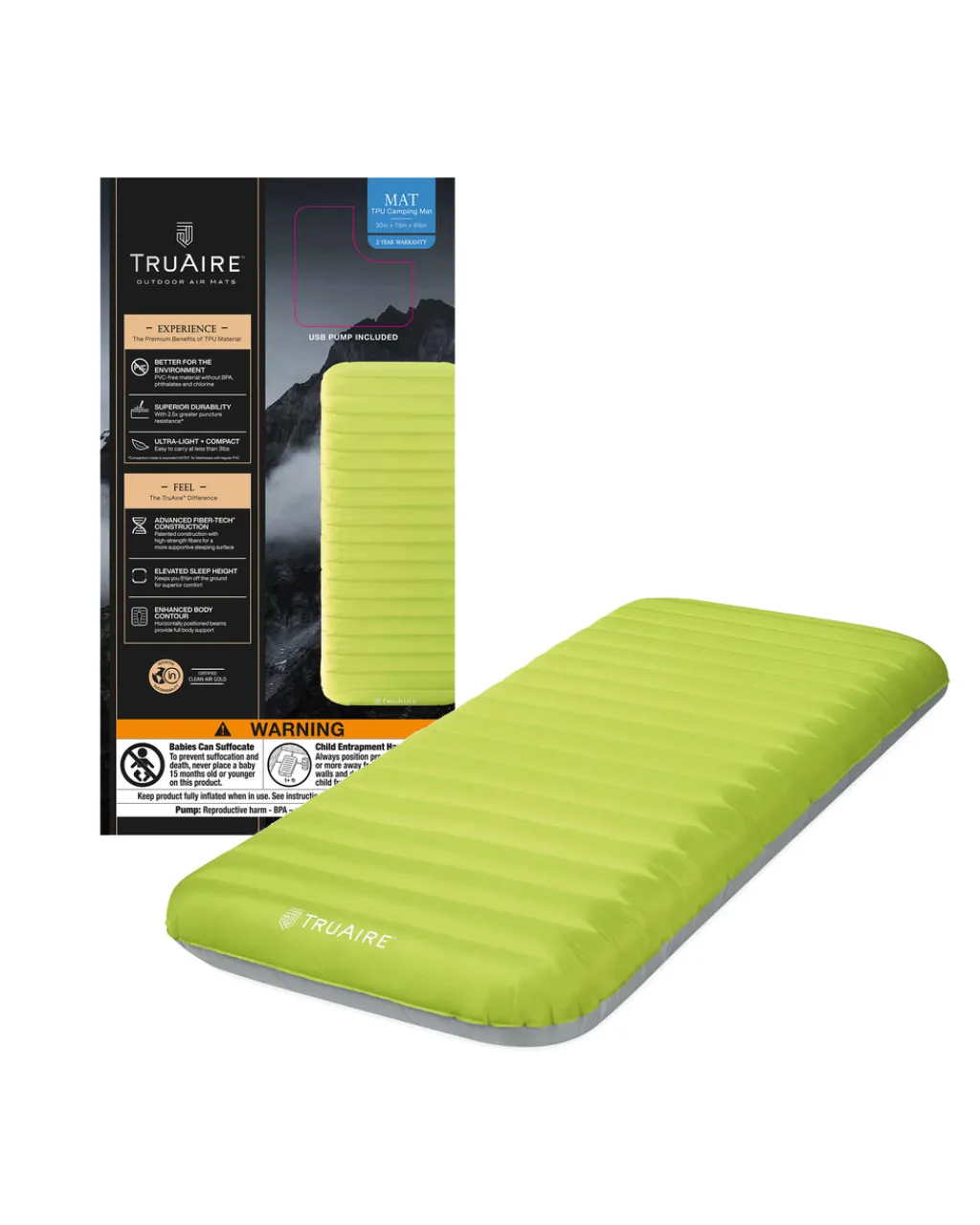 Outlet TruAire® Dura-Beam Camping Mat w/ USB Pump - Twin Premaire & Truaire|Multi-Use / Camping
