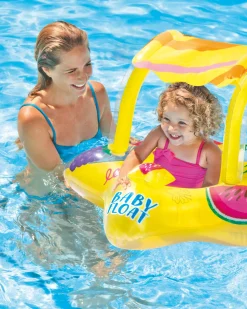 Yellow Kiddie Inflatable Pool Float w/ Sunshade Pool Toys